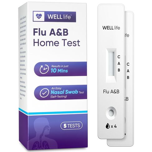 WELLlife Flu A&B Home Test, Flu Tests for Home 2 Tests Result in 10 Minutes FDA Authorized Non-invasive Influenza Test in Kuwait