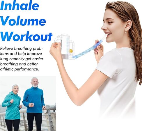 جهاز قياس التنفس التحفيزي للبالغين، جهاز تمرين التنفس للرئتين، مدرب التنفس، جهاز تمرين الرئة بمقياس التنفس - قياس حجم 5000 مل مع مؤشر معدل التدفق in Kuwait