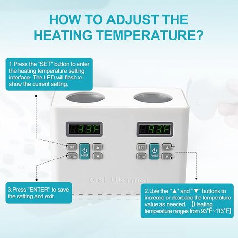 PER4MANCE Electric Double-Bottle Gel Warmer, Adjustable Temperature (93-113℉) & Bottom Groove Design, Overtemperature Alarm to Enhance Users Comfort in Kuwait