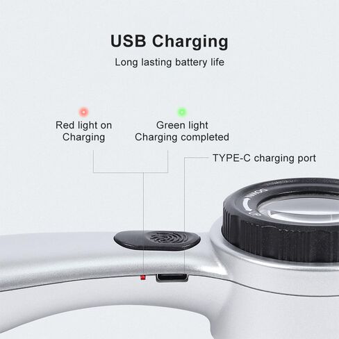 منظار الجلد المكبر 30x مع LED، محلل الجلد المحمول القابل لإعادة الشحن، 4 أوضاع إضاءة وعدسة عالية الوضوح لمراقبة الجلد وفروة الرأس وبصيلات الشعر in Kuwait