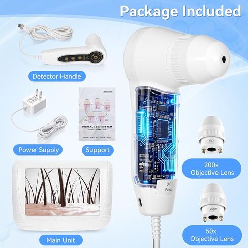 محلل شعر الجلد، ماسح ضوئي رقمي قابل لإعادة الشحن بشاشة LCD مقاس 5 بوصات لكشف فروة الرأس، كاشف احترافي لرطوبة زيت بصيلات الشعر للاستخدام في الصالونات المنزلية in Kuwait