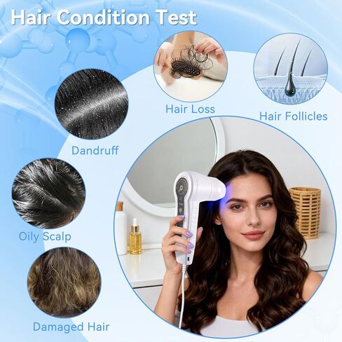 محلل شعر الجلد، ماسح ضوئي رقمي قابل لإعادة الشحن بشاشة LCD مقاس 5 بوصات لكشف فروة الرأس، كاشف احترافي لرطوبة زيت بصيلات الشعر للاستخدام في الصالونات المنزلية in Kuwait