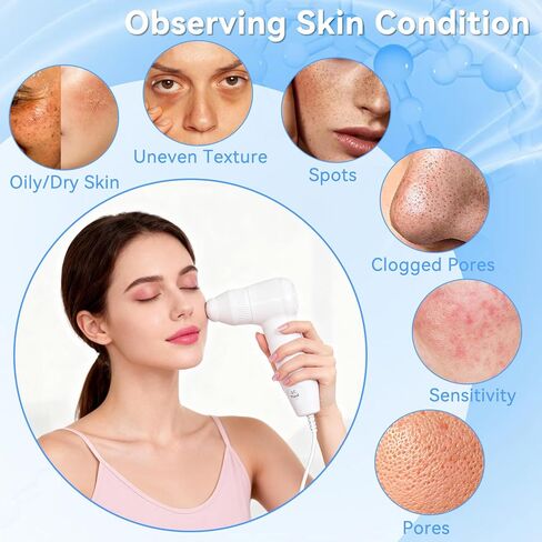 محلل شعر الجلد، ماسح ضوئي رقمي قابل لإعادة الشحن بشاشة LCD مقاس 5 بوصات لكشف فروة الرأس، كاشف احترافي لرطوبة زيت بصيلات الشعر للاستخدام في الصالونات المنزلية in Kuwait