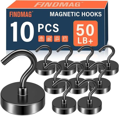 FINDMAG Magnetic Hooks Heavy Duty, 85lb+ Strong Magnetic Hooks for Cruise Cabins, Heavy Duty Magnets with Hook for Refrigerator, Black Magnet Hook for Classroom Kitchen Home 2026 Cruise Essentials in Kuwait