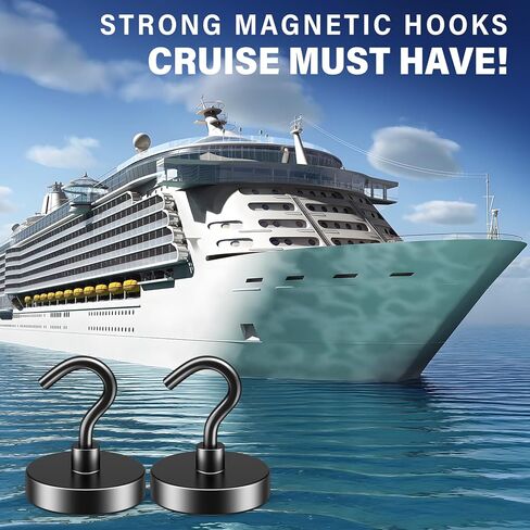 FINDMAG Magnetic Hooks Heavy Duty, 85lb+ Strong Magnetic Hooks for Cruise Cabins, Heavy Duty Magnets with Hook for Refrigerator, Black Magnet Hook for Classroom Kitchen Home 2026 Cruise Essentials in Saudi Arabia