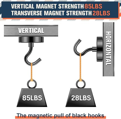 FINDMAG Magnetic Hooks Heavy Duty, 85lb+ Strong Magnetic Hooks for Cruise Cabins, Heavy Duty Magnets with Hook for Refrigerator, Black Magnet Hook for Classroom Kitchen Home 2026 Cruise Essentials in Saudi Arabia
