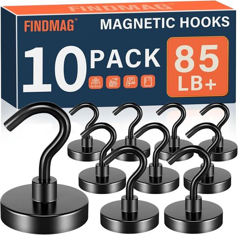 FINDMAG Magnetic Hooks Heavy Duty, 85lb+ Strong Magnetic Hooks for Cruise Cabins, Heavy Duty Magnets with Hook for Refrigerator, Black Magnet Hook for Classroom Kitchen Home 2026 Cruise Essentials in Saudi Arabia