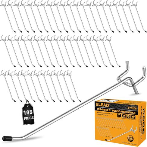 ELEAD 55-Piece 2 Inch Pegboard Hooks, Heavy Duty Peg Board Organizer Accessories, Peg Board Tool Hangers Fit for 1/4" and 1/8" Pegboard Hanging Tools Garage, Workshop, and Craft Storage in Saudi Arabia
