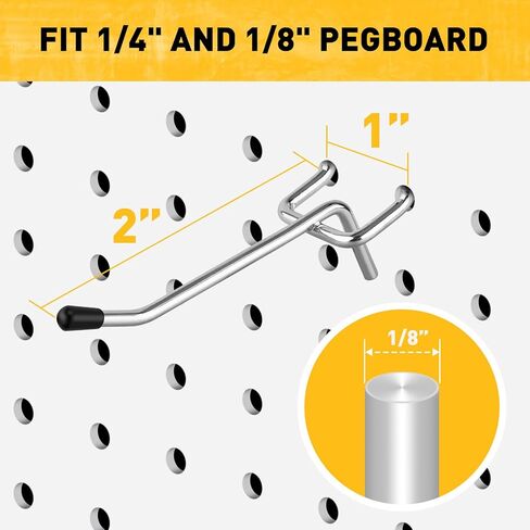 ELEAD 55-Piece 2 Inch Pegboard Hooks, Heavy Duty Peg Board Organizer Accessories, Peg Board Tool Hangers Fit for 1/4" and 1/8" Pegboard Hanging Tools Garage, Workshop, and Craft Storage in Saudi Arabia