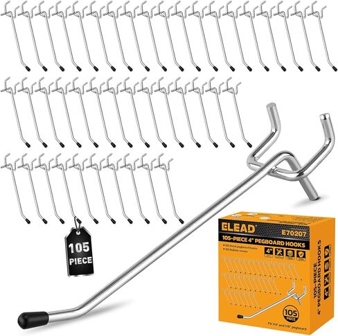 ELEAD 55-Piece 2 Inch Pegboard Hooks, Heavy Duty Peg Board Organizer Accessories, Peg Board Tool Hangers Fit for 1/4" and 1/8" Pegboard Hanging Tools Garage, Workshop, and Craft Storage in Saudi Arabia