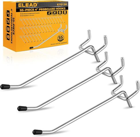 ELEAD 55-Piece 2 Inch Pegboard Hooks, Heavy Duty Peg Board Organizer Accessories, Peg Board Tool Hangers Fit for 1/4" and 1/8" Pegboard Hanging Tools Garage, Workshop, and Craft Storage in Saudi Arabia