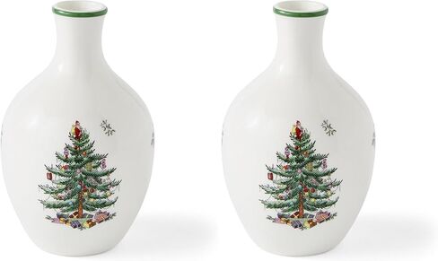 Spode Christmas Tree 10" Posy Vase - Elegant Ceramic Flower Vase, Holiday Centerpiece Vase for Floral Arrangements & Home Decor- Beautiful Handcrafted Vase for Festive Decorations in Kuwait