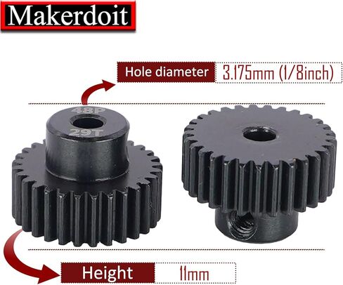 48p Pitch Pinion Gear Set 3.175mm 29T 30T 31T 32T 33T Hardened Steel fit 1/8 inch Shaft RC Car in Kuwait