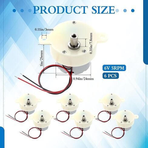 6 Pcs DC 6V 5RPM Slow Speed Gear Motor High Torque Rotating Motor Micro Electric Gearboxes 2-Wire Connecting in Kuwait