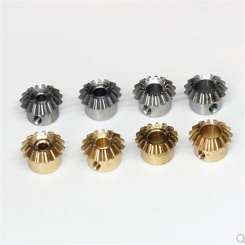 2PCS 0.8M 15T Bevel Pinion Gear 1:1 Bevel Gear 3mm 4mm 5mm 6mm 6.35mm Bore Hole 0.8 Module 15 Teeth Brass Bevel Gear M3 Screw bore Shaft (4mm Brass) in Kuwait