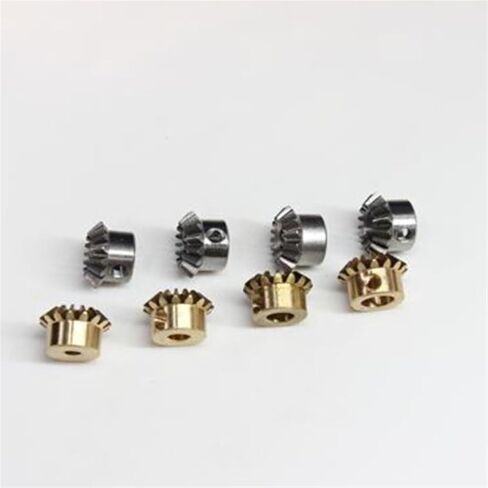 2PCS 0.8M 15T Bevel Pinion Gear 1:1 Bevel Gear 3mm 4mm 5mm 6mm 6.35mm Bore Hole 0.8 Module 15 Teeth Brass Bevel Gear M3 Screw bore Shaft (4mm Brass) in Kuwait