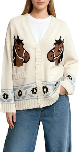 المرأة شال طوق سترة سترة جراد البحر طباعة كم طويل زر أسفل البلوز القمم Vintage معطف متماسكة مكتنزة in Kuwait