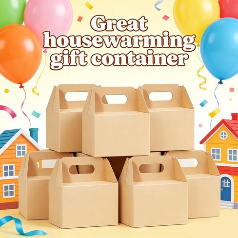 30 قطعة 6 × 3.5 × 3.5 صناديق حلوى الجملون من الورق المقوى مع مقابض كرافت براون، علب هدايا الجملون، صناديق هدايا الحفلات، صناديق حمل على شكل الحظيرة، صناديق تغليف قابلة لإعادة التدوير لملفات تعريف الارتباط الغذائية للأطفال in Kuwait
