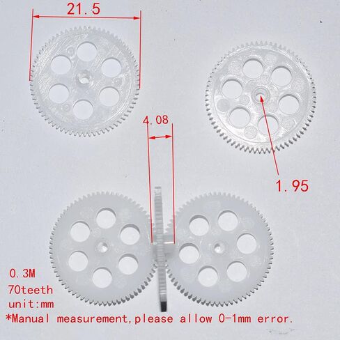 صناعة 10 قطع 702A ترس 0.3 متر 2 ملم محكم للتحكم عن بعد في سيارة روبوت أجزاء الطائرات تكنولوجيا تروس (قطر الثقب: 1.95 ملم، عدد الأسنان: 70 سنًا) in Kuwait