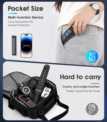 كاشفات الكاميرات المخفية ، كاشف ماسح ضوئي لاسلكي RF المحمول ، كاشف تعقب GPS ، كاشف الكاميرا 2 في 1 مع ضوء LED للحمام ، الفندق ، السفر ، 6 مستويات حساسية in Kuwait