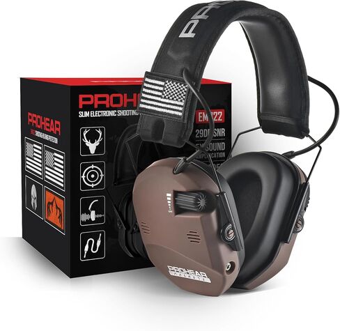 PROHEAR 022 Electronic Ear Protection for Shooting & Hunting - 29dB SNR Noise Reduction, 5X Sound Amplification, 4 Omnidirectional Microphones, HD Speakers - Gun Range Hearing Protection Muffs,Black in Saudi Arabia