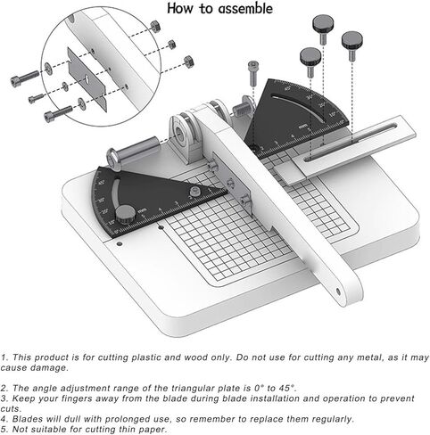 Miter Cutter, 45 Degree Adjustable Angle Cutting Station for Plastic and Wood with Protractor and Metal Knob, Uniform Cutting Lengths Manual Miter Cutter Tool in Kuwait