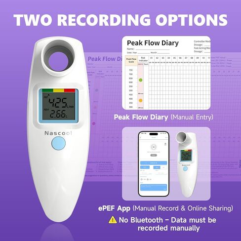 Digital Peak Flow Meter,Home Medical with Tracking Software Manually Recording-Accurate & Reliable Spirometer for Asthma Adult Kids in Kuwait