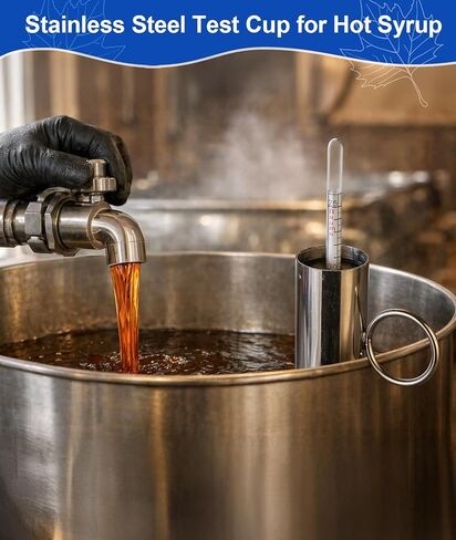 مجموعة مقياس كثافة شراب القيقب، مقياس كثافة السوائل من عصير القيقب مع كوب اختبار شراب من الفولاذ المقاوم للصدأ، أجهزة قياس كثافة السوائل من بركس لصنع عصارة القيقب، مقياس بوم وبريكس، تتضمن فرشاة وقماش لمستلزمات صنع شراب القيقب in Kuwait