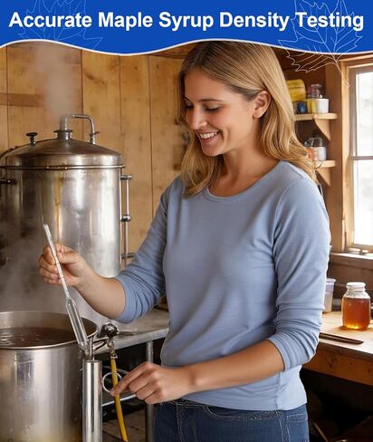 مجموعة مقياس كثافة شراب القيقب، مقياس كثافة السوائل من عصير القيقب مع كوب اختبار شراب من الفولاذ المقاوم للصدأ، أجهزة قياس كثافة السوائل من بركس لصنع عصارة القيقب، مقياس بوم وبريكس، تتضمن فرشاة وقماش لمستلزمات صنع شراب القيقب in Kuwait