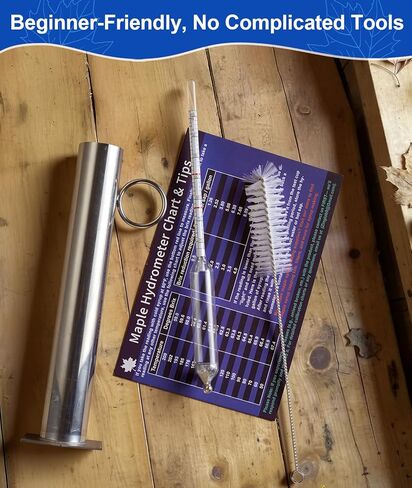 مجموعة مقياس كثافة شراب القيقب، مقياس كثافة السوائل من عصير القيقب مع كوب اختبار شراب من الفولاذ المقاوم للصدأ، أجهزة قياس كثافة السوائل من بركس لصنع عصارة القيقب، مقياس بوم وبريكس، تتضمن فرشاة وقماش لمستلزمات صنع شراب القيقب in Kuwait