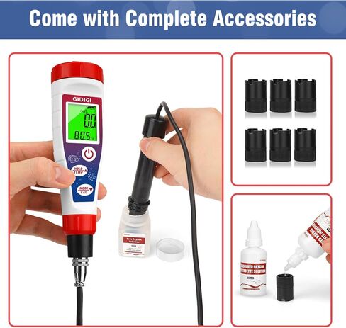 مقياس الأكسجين المذاب الرقمي، مجموعة اختبار الأكسجين المذاب مع كابل مسبار بطول 4.92 قدم، محلل الأكسجين مع الملحقات، مجموعة اختبار مياه بركة السمك 0.0-40.0 ملجم/لتر in Kuwait