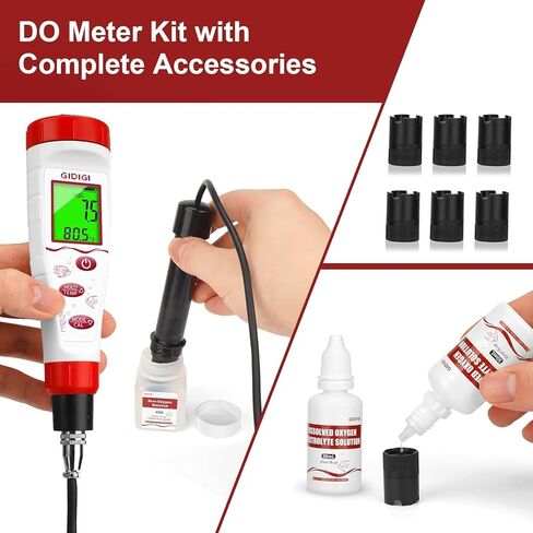 Dissolved Oxygen Meter, Digital DO Tester with ATC and Salt Compensation, Pond Dissolved Oxygen Tester with 9.84ft DO Probe Cable, Dissolved Oxygen Test Kit for Aquarium, Ponds, Fish Tank in Kuwait