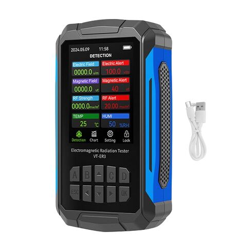 Ejoyous Electromagnetic Field Radiation Detector Professional 5 in 1 Rechargeable Radiation Dosimeter with 2.8in Color Display for Home Office Industrial Facilities ABS Materi (White) in Saudi Arabia