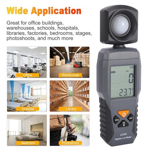 Fockety Light Meter, Digital Illuminance Meter 0-200,000 Lx with 180 Degree Rotating Sensor and Backlit LCD Display, for Plants Photography Film Cameras Indoor Outdoor in Saudi Arabia
