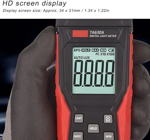 مقياس الإضاءة الرقمي بدقة 0.1LX، نطاق 200000 LX، تصميم مضغوط - مستشعر، وظيفة إنذار، مثالي لقياس الإضاءة الداخلية والخارجية in Kuwait