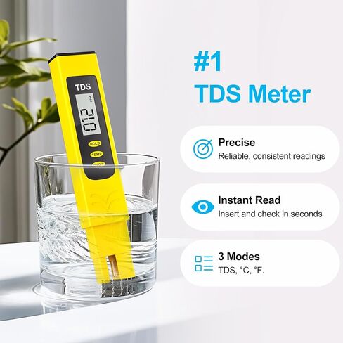 Water Test Kit - TDS Meter, 20 Test Strips (8 in 1), User Action Guide & 2 Record Sheets. Digital Water Tester for Home, Tap & Well Drinking Water. in Saudi Arabia