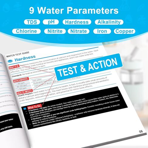 Water Test Kit - TDS Meter, 20 Test Strips (8 in 1), User Action Guide & 2 Record Sheets. Digital Water Tester for Home, Tap & Well Drinking Water. in Saudi Arabia