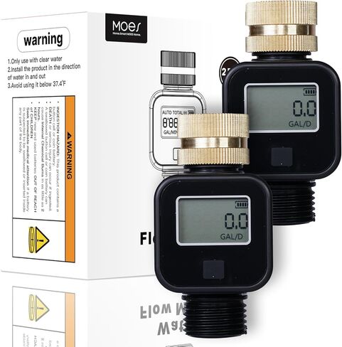 مقياس تدفق المياه MOES مع خيط معدني مدخل نحاسي، قياس استهلاك جالون/لتر ومعدل التدفق لملء خزان المياه RV، سقي خرطوم الحديقة في الهواء الطلق، مرش العشب وفوهة البخاخ in Kuwait