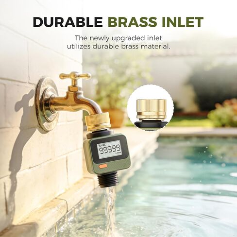 Diivoo Water Flow Meter with 180° Removable Panel, 4 Measure Modes, ±5% High Accuracy and IP54, Measure Gallon/Liter Consumption and Flow Rate for Outdoor Garden Hose Watering, RV Water Tank Filling in Kuwait