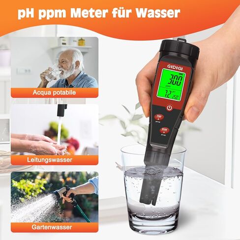 Digital pH Tester for Water, pH Meter for Hydroponic Water, TDS Tester EC PPM Test for Plant Nutrients, 4-in-1 Meter for Conductivity, pH Pen for Drinking Water, DWC, Indoor Plants in Saudi Arabia
