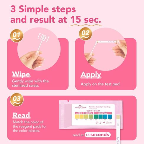 Easy@Home Vaginal pH Test Strips: [5 Pack] Yeast Infection & BV (Bacterial Vaginosis) Testing Kit for Women with Swabs, Feminine pH Balance Health Tests, at Home pH Level Tester #EVPH-S in Kuwait