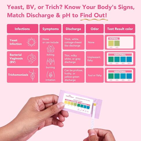 Easy@Home Vaginal pH Test Strips: [5 Pack] Yeast Infection & BV (Bacterial Vaginosis) Testing Kit for Women with Swabs, Feminine pH Balance Health Tests, at Home pH Level Tester #EVPH-S in Kuwait