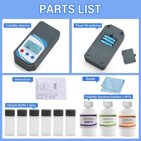 مقياس التعكر، نطاق القياس 0-1000 NTU، متوافق مع شهادة ISO 7027، مقياس جودة المياه للحقل والمختبر، مقياس العكر المحمول المحمول لاختبار المياه مع حقيبة حمل in Kuwait
