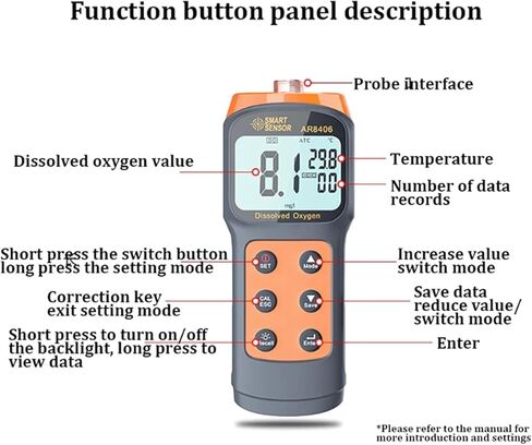 Handheld Dissolved Oxygen Detector, Smart DO Tester Portable Dissolved Oxygen Meter 0~30.0 mg/L, Water Quality Tester for Aquaculture Fish Ponds. in Kuwait