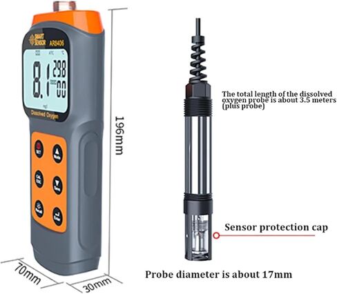 Handheld Dissolved Oxygen Detector, Smart DO Tester Portable Dissolved Oxygen Meter 0~30.0 mg/L, Water Quality Tester for Aquaculture Fish Ponds. in Kuwait