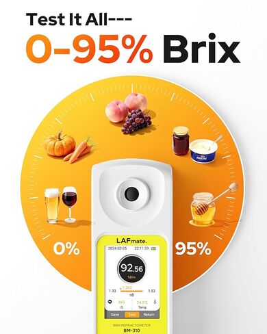 3-in-1 Digital Refractometer with ATC for Wine Making, Home Brewing, Rechargeable 0-95% Brix Meter for Coffee, Juice, Honey, Maple Syrup in Kuwait