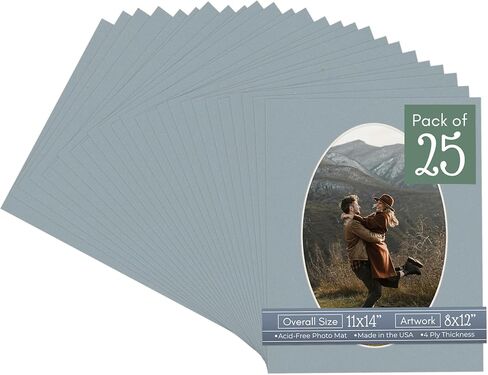 CountryArtHouse Aged Oak Brown Acid Free 11x14 Oval Picture Frame Mat with White Core Bevel Cut for 8x12 Pictures - Fits 11x14 Frame - Pack of 1 Matboard in Kuwait