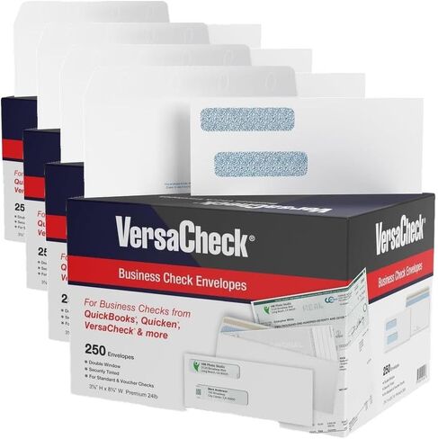 250 VersaCheck NRP Business Double Window Security Standard and Voucher Check Envelopes - Compatible with Business Checks Made from VersaCheck, QuickBooks, Quicken, Sage, and Others. in Kuwait