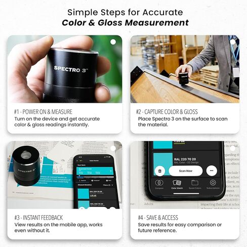Spectro 3 – Mobile Spectrophotometer Paint Color Matching Tool – Accurate Reader for Easy Matches, Wireless Connectivity Compact & Portable – Integrated Gloss Meter & Lab-Grade Accuracy in Kuwait