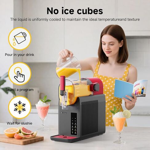 AAOBOSI Slushie Machine for Home, Frozen Drink Machine with Cookbook, Margarita Machine with 6 Presets Programs, No Ice Needed, Auto Cleaning, Slushy Maker for Frozen Margaritas, Cocktails, Frappés in Kuwait